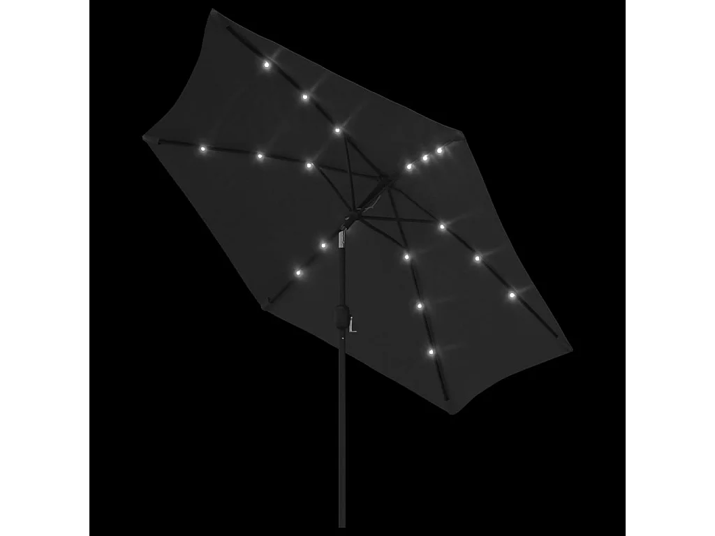 Arabella  Parasol d'extérieur avec lumières LED et mât en acier Noir