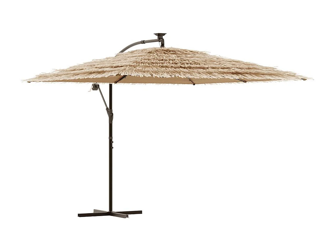 Zarvir  Parasol met LED's en stalen paal 290x290x238 cm bruin