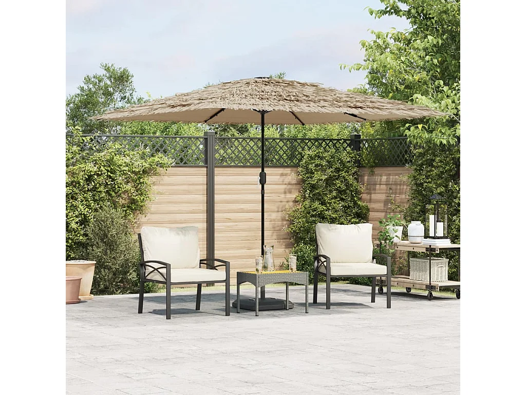 Zarvir  Parasol met LED's en stalen paal 290x290x238 cm bruin