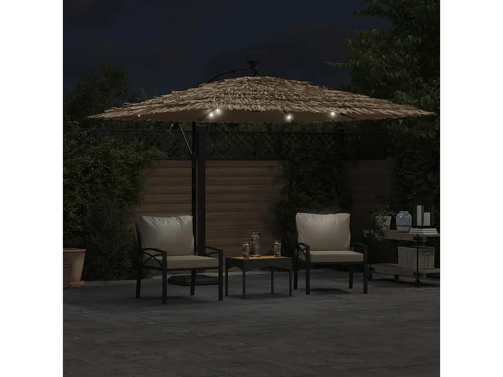 Zarvir  Parasol met LED's en stalen paal 290x290x238 cm bruin