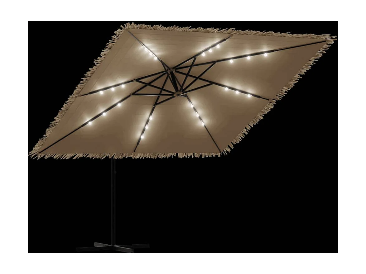 Zarvir  Parasol met LED's en stalen paal 290x290x238 cm bruin