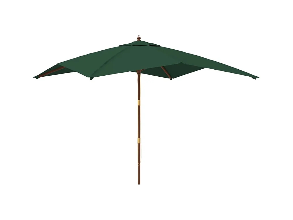Varel  Parasol de jardin avec mât en bois vert 300x300x273 cm
