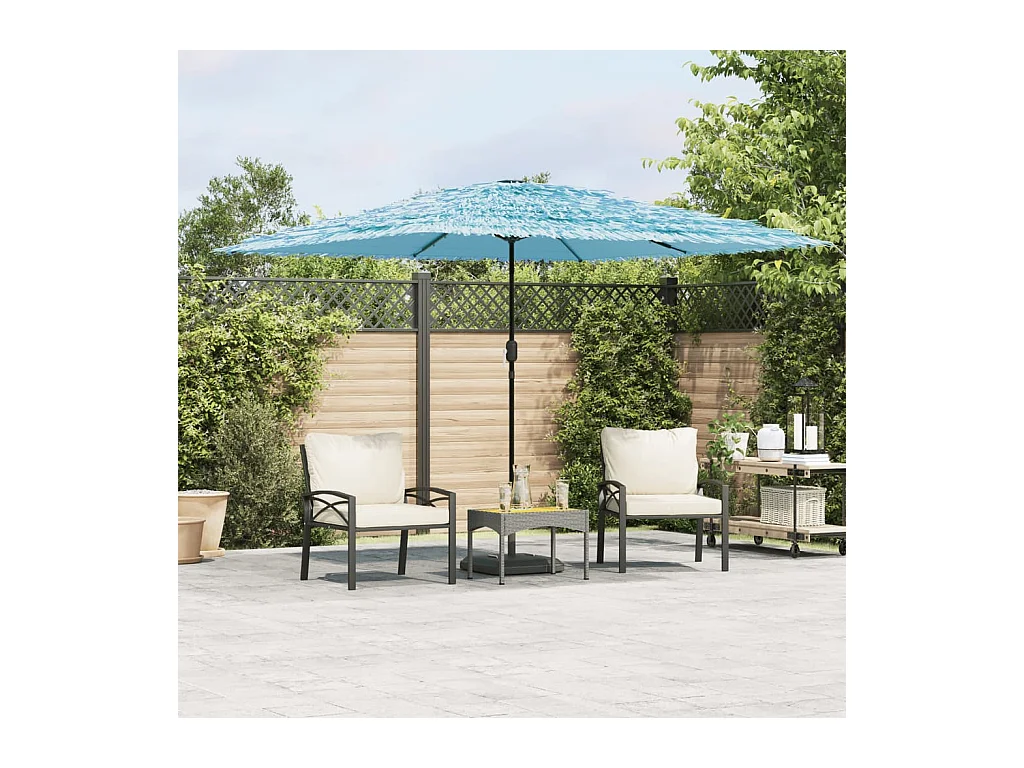 Beline  Parasol de jardin avec mât en acier bleu 290x290x238 cm