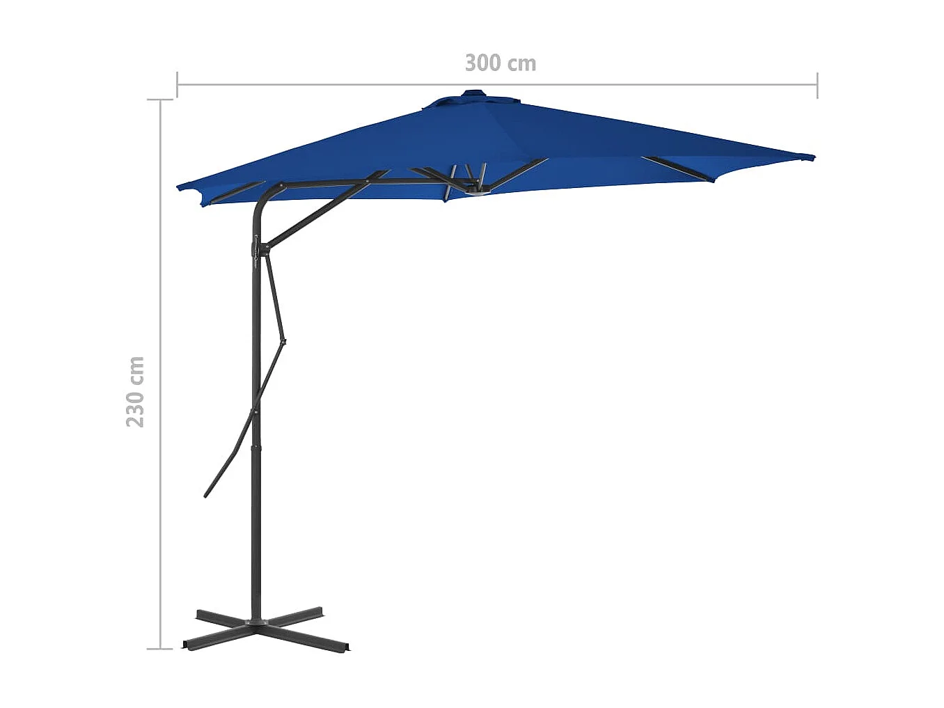 Clongullane  Parasol de jardin avec mât en acier bleu 300x230 cm