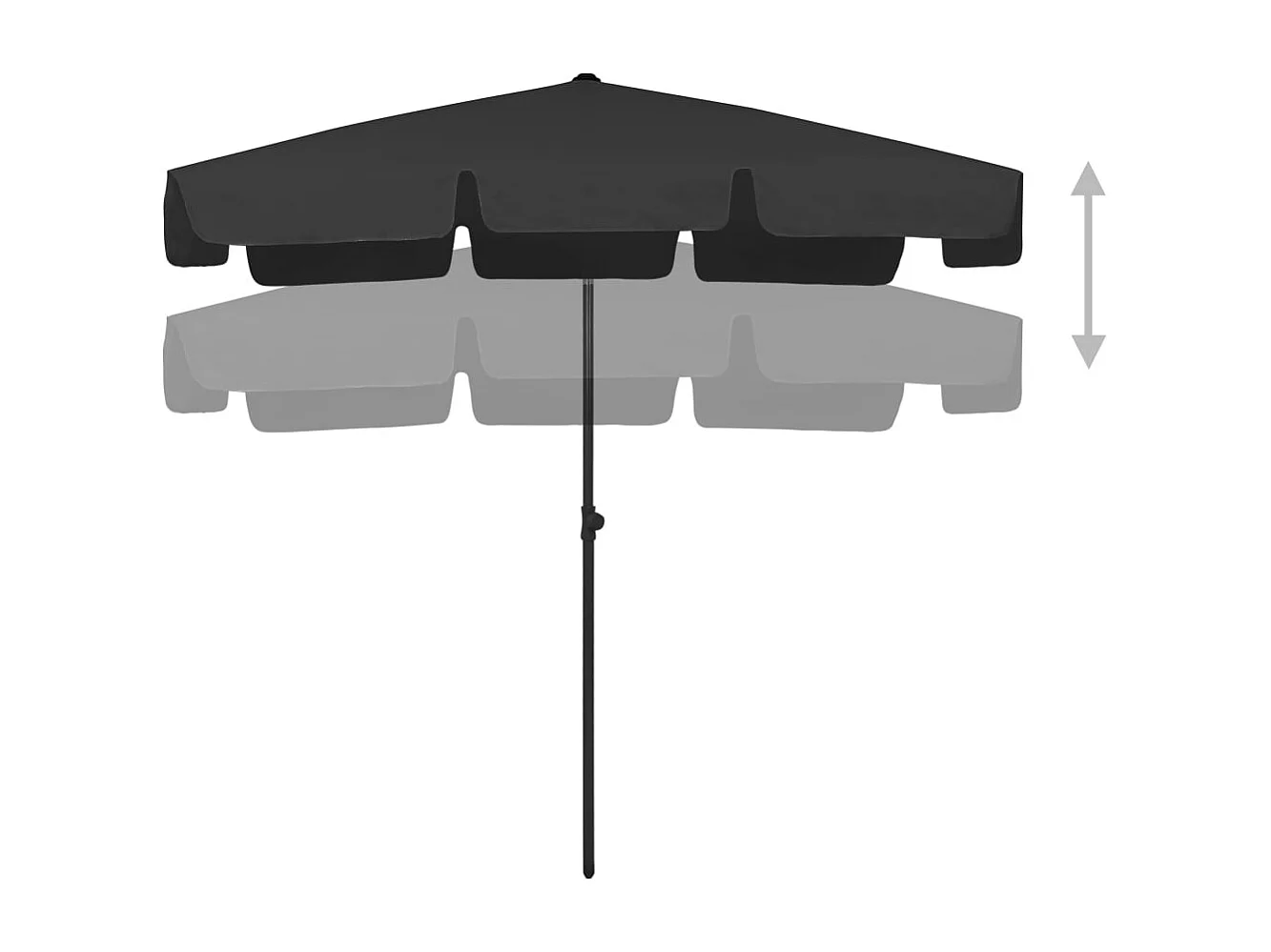 Roxanne  Parasol de plage noir 200x125 cm