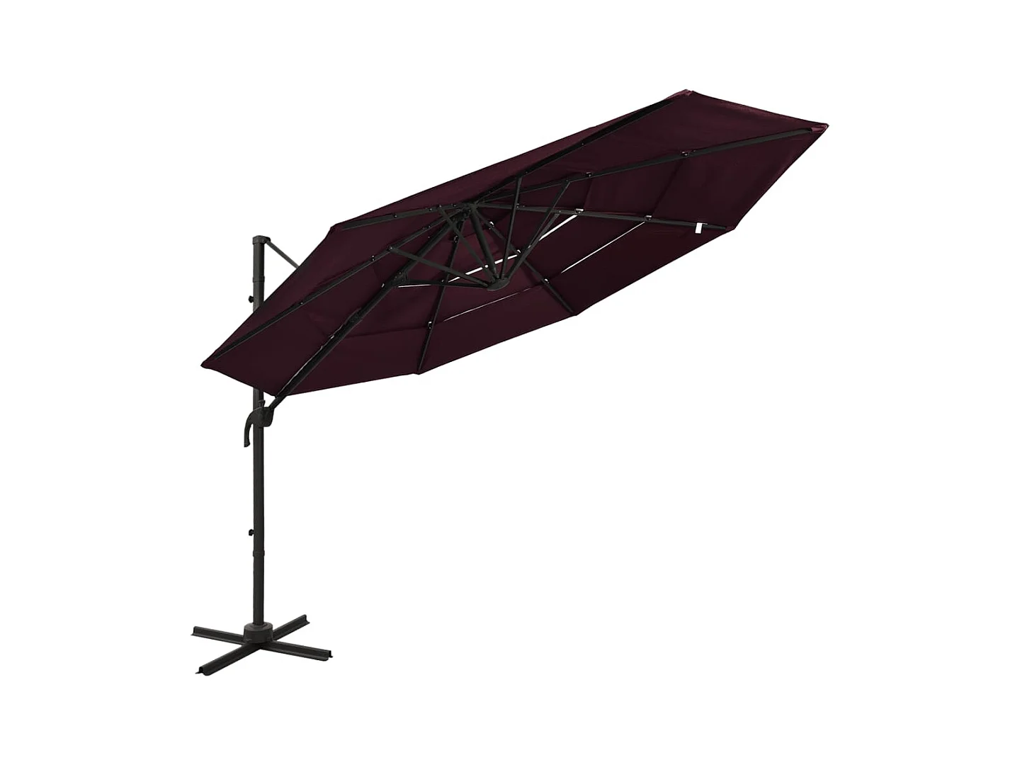 Roosendaal  Parasol de jardin à 4 niveaux mât en aluminium rouge bordeaux