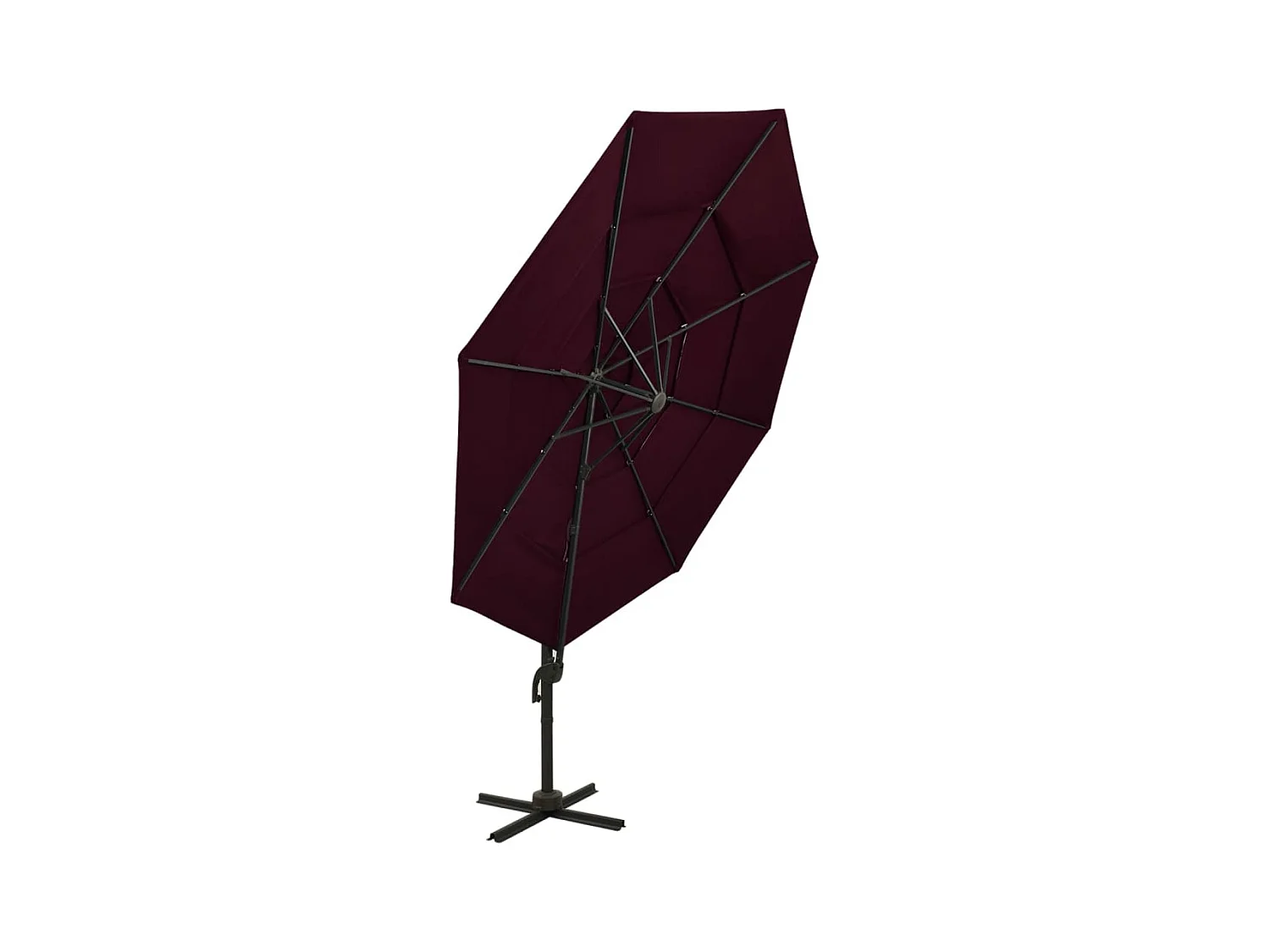 Roosendaal  Parasol de jardin à 4 niveaux mât en aluminium rouge bordeaux