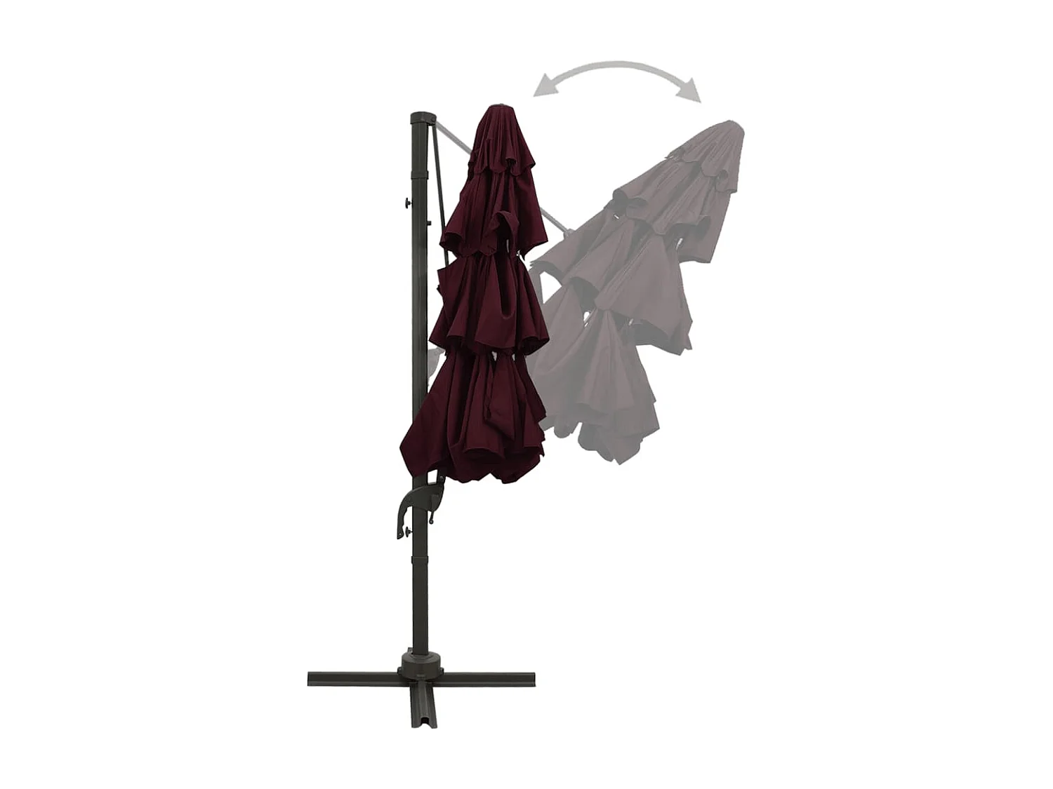 Roosendaal  Parasol 4-laags met aluminium paal 3x3 m bordeauxrood