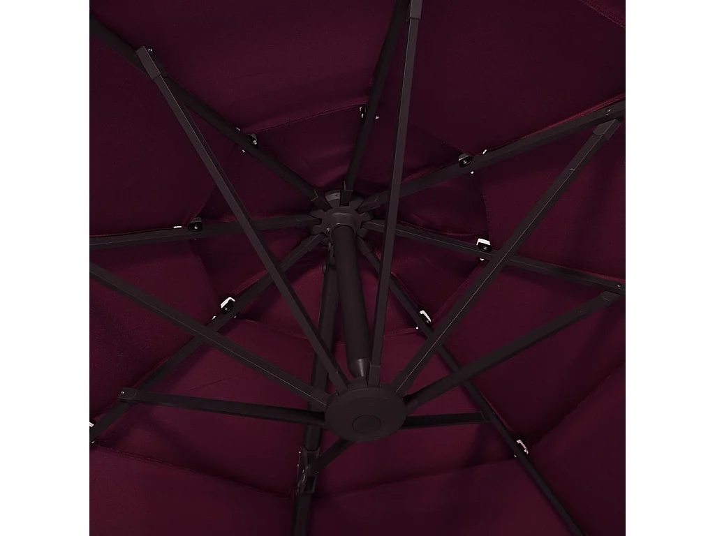 Roosendaal  Parasol 4-laags met aluminium paal 3x3 m bordeauxrood