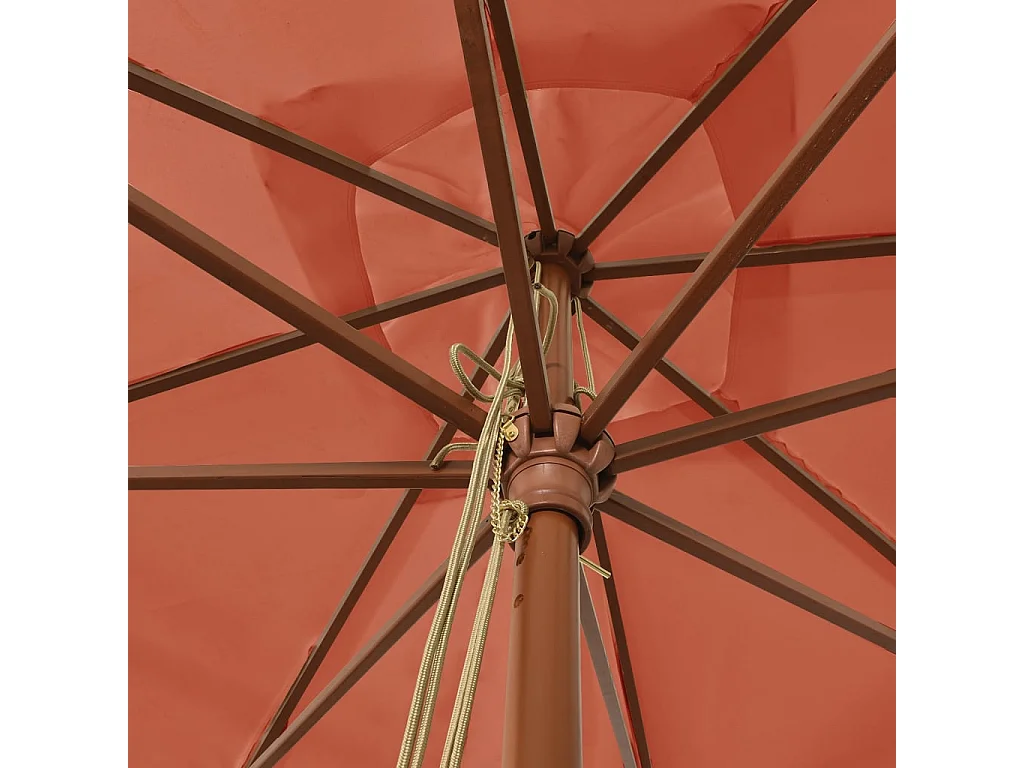 Varel  Parasol de jardin avec mât en bois terre cuite 300x300x273 cm