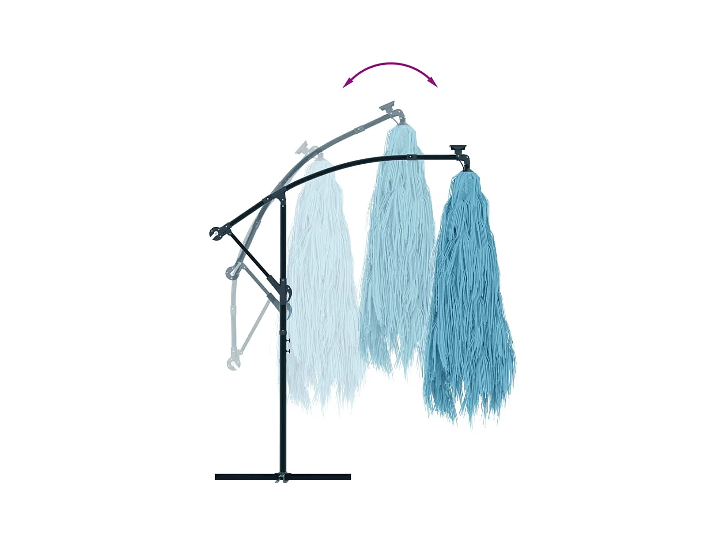 Beline  Parasol de jardin avec mât en acier bleu 246x246x230 cm