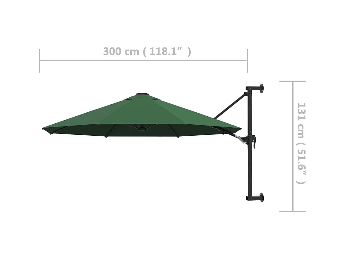 Berkeley  Parasol mural avec mât métallique 300 cm Vert