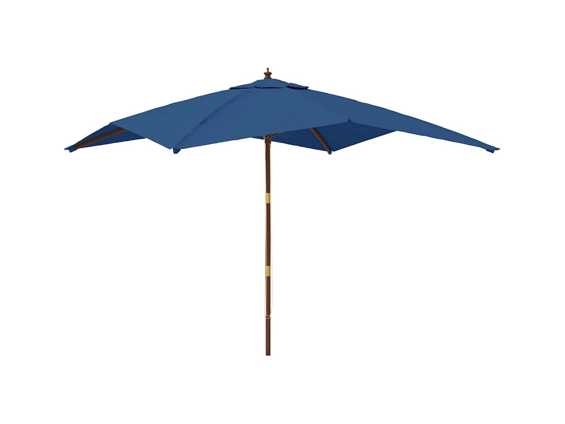 Varel  Parasol de jardin avec mât en bois bleu azuré 300x300x273 cm