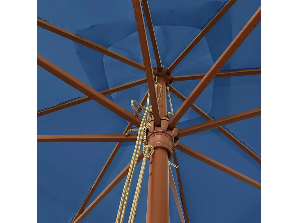 Varel  Parasol de jardin avec mât en bois bleu azuré 300x300x273 cm