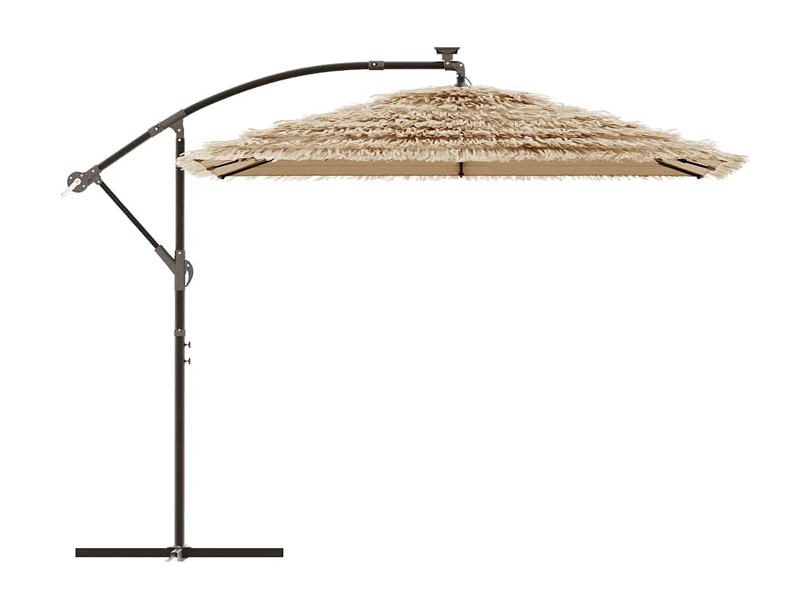 Zarvir  Parasol met LED's en stalen paal 269x269x235 cm bruin