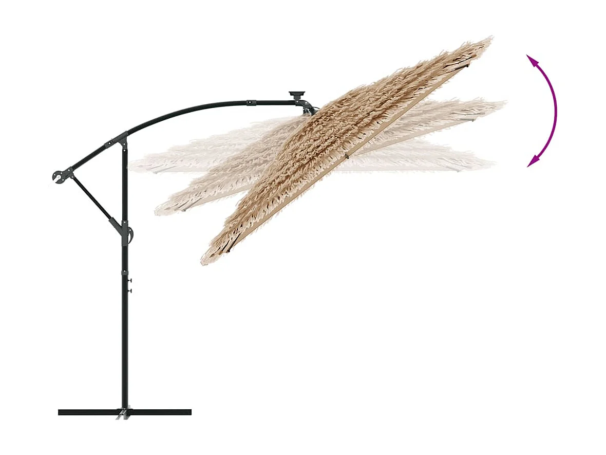 Zarvir  Parasol met LED's en stalen paal 269x269x235 cm bruin