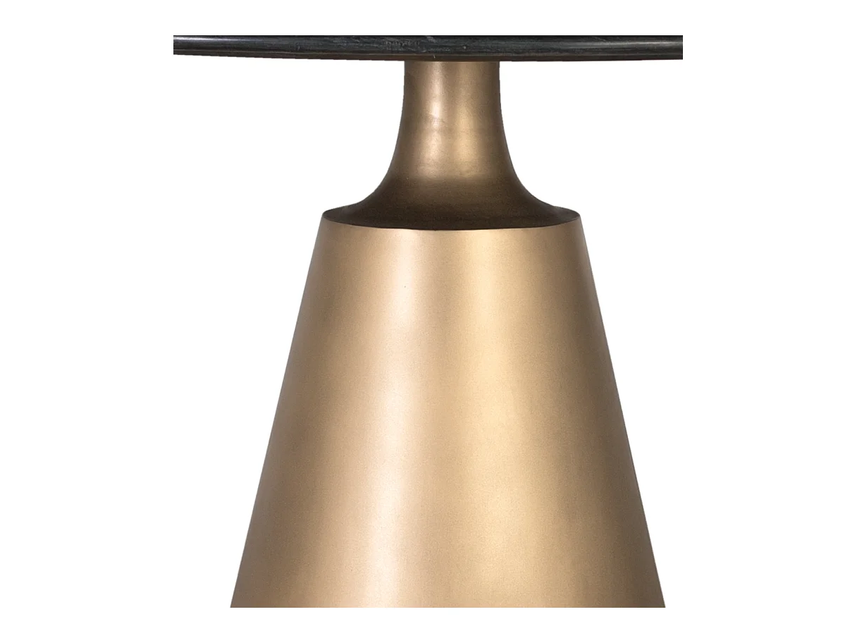 Mesa redonda de mármol negro y base de metal dorado satinado 150 cm