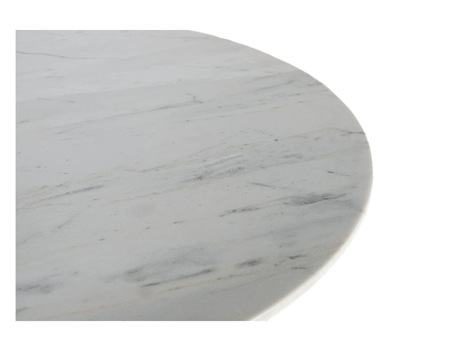 Runder Couchtisch mit Marmorsockel und Metallrahmen