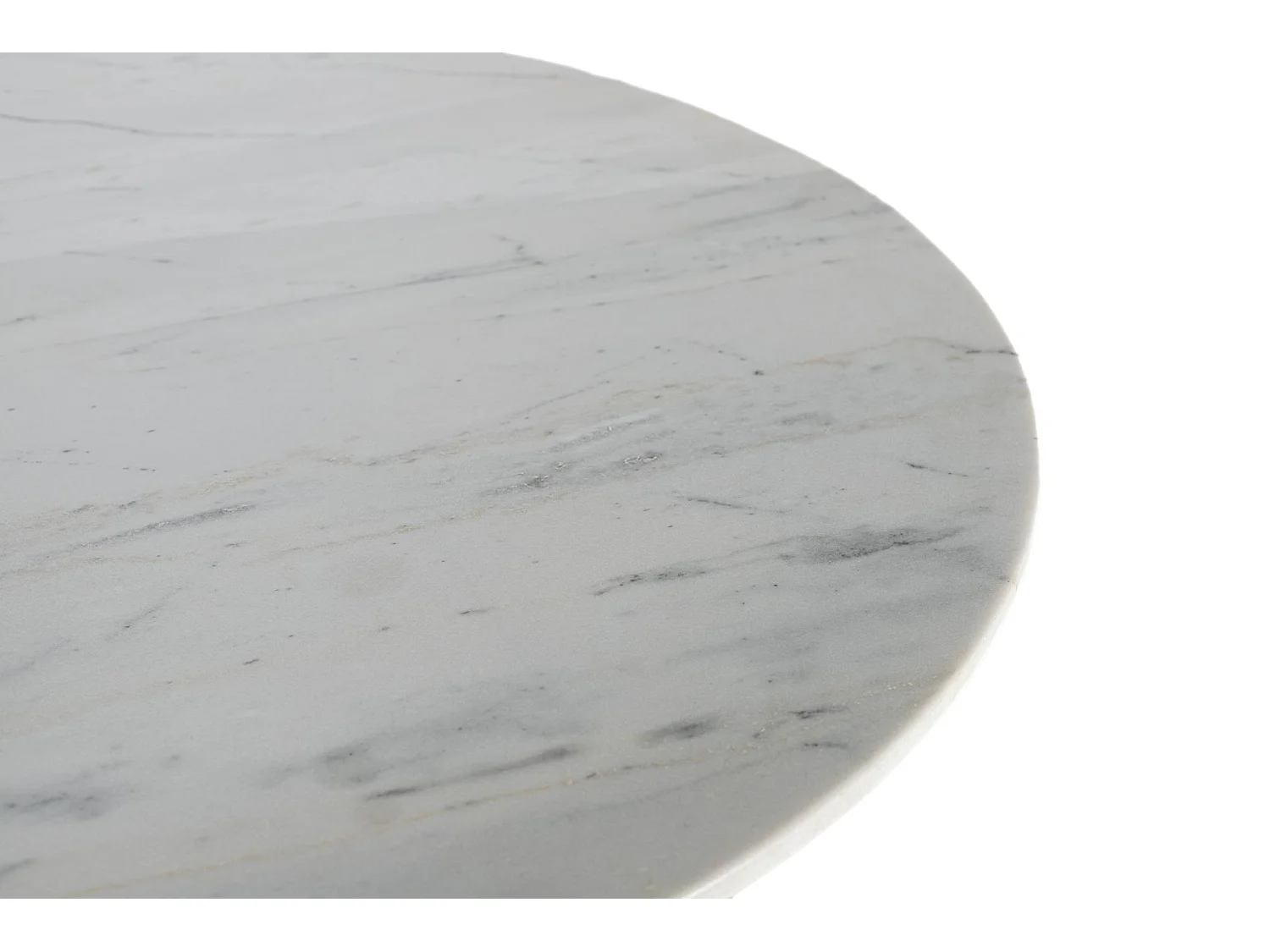Table à manger ronde en marbre clair et bois de manguier