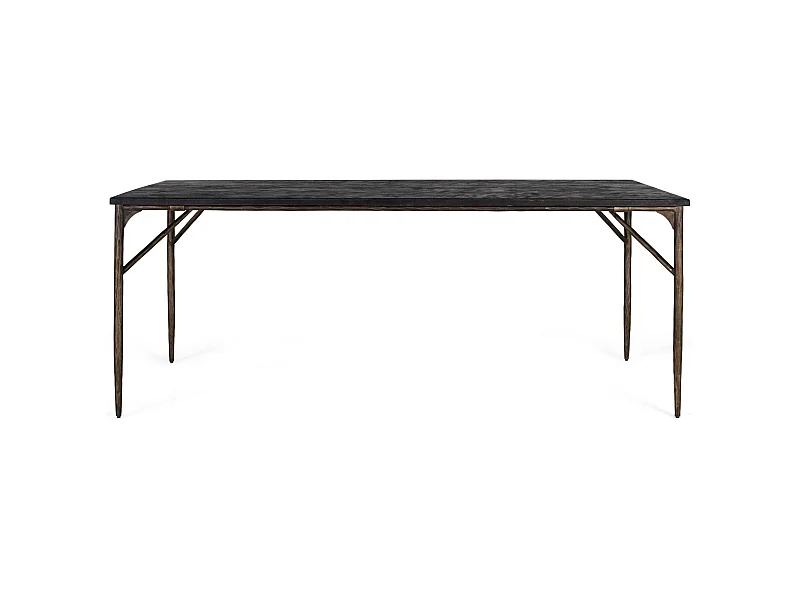 Tavolo da pranzo rettangolare in legno con gambe in bronzo 200 cm