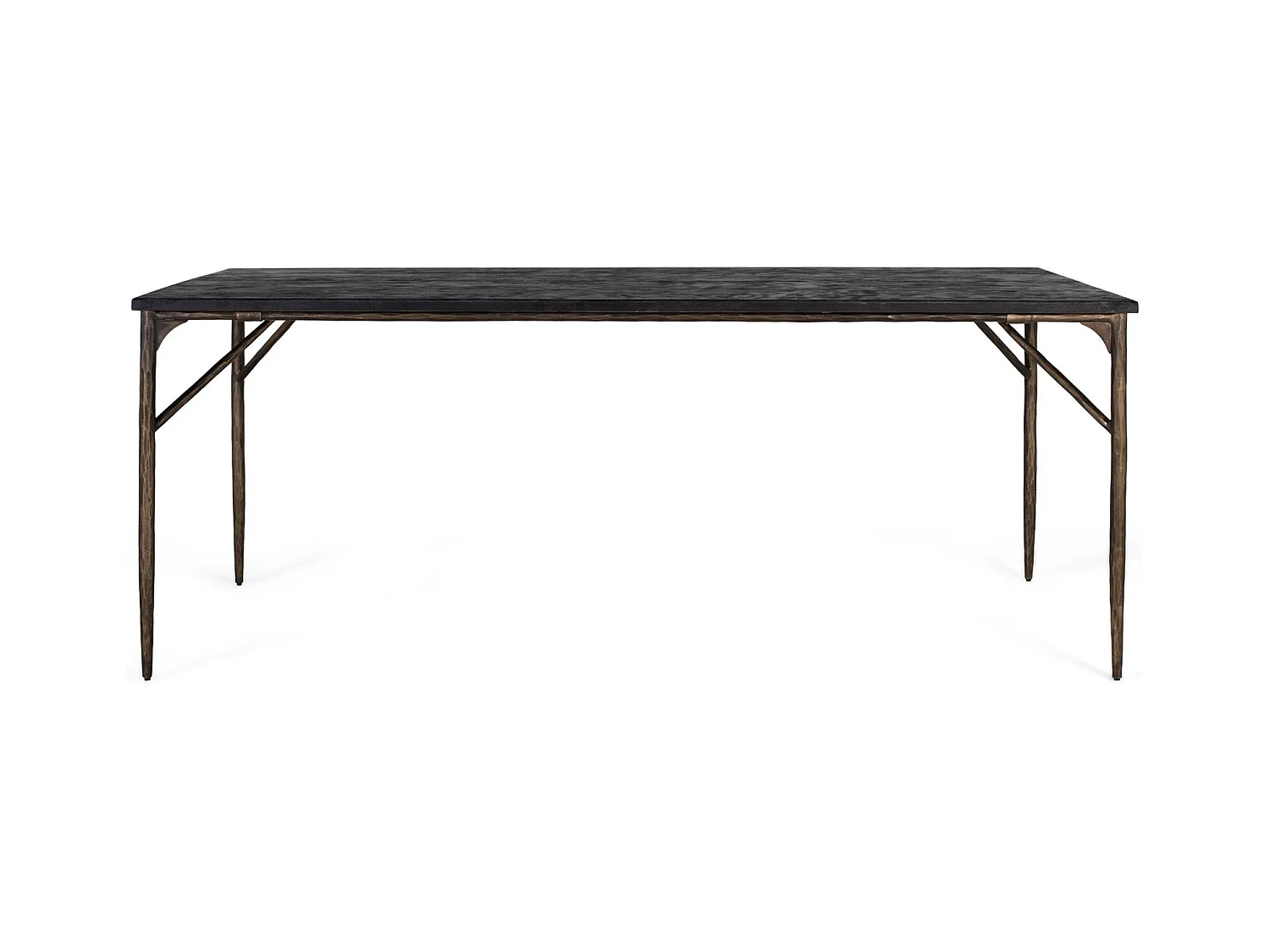 Table à manger rectangulaire bois massif et pieds métal bronze