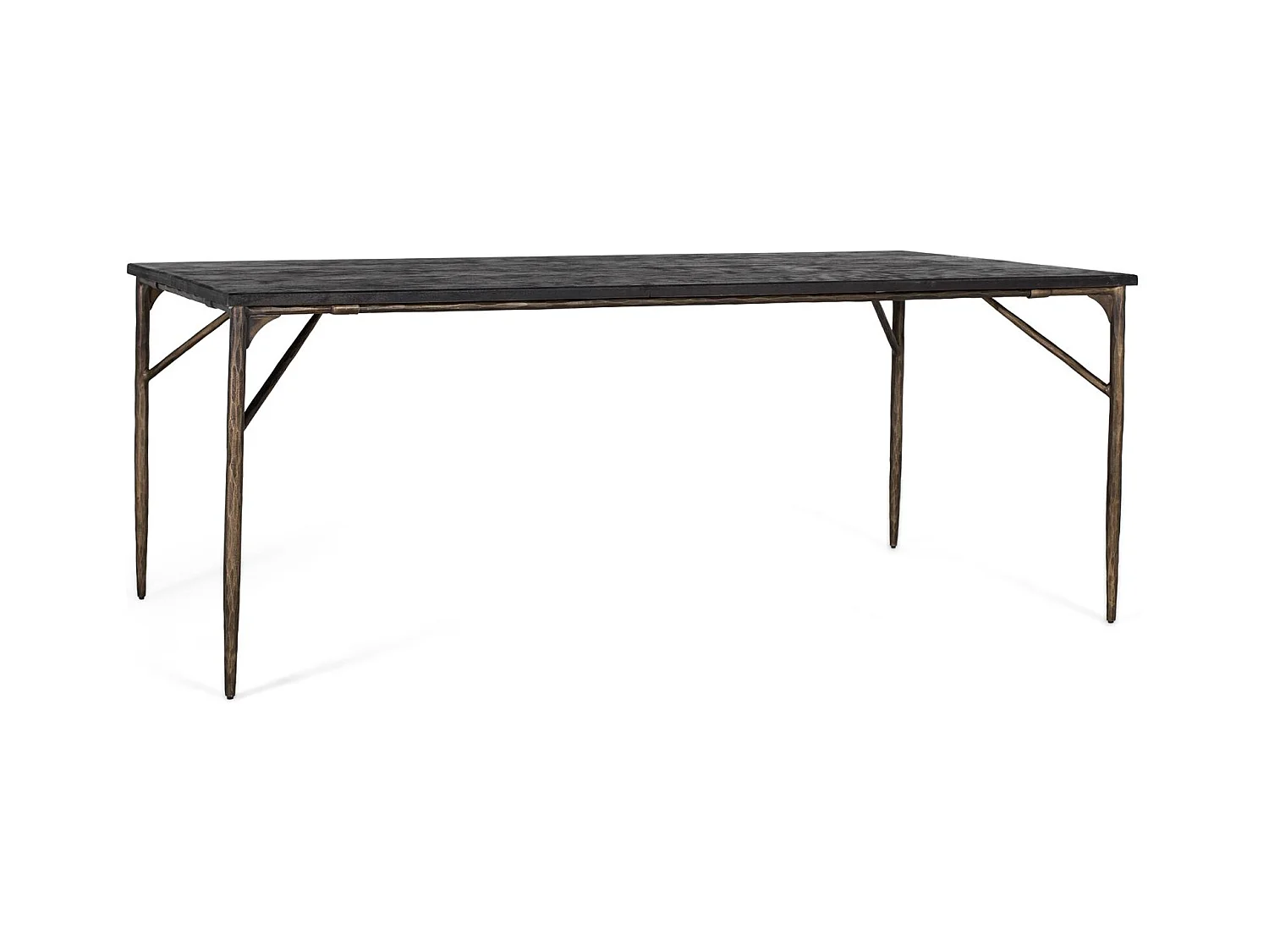 Table à manger rectangulaire bois massif et pieds métal bronze