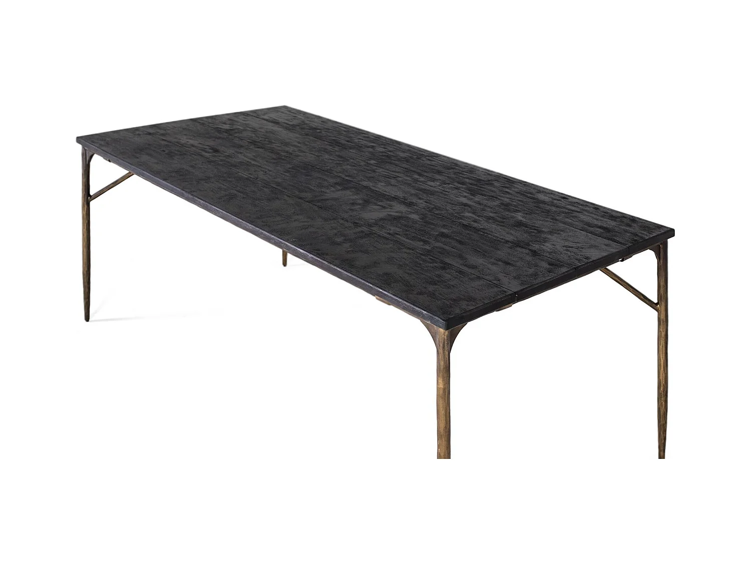 Table à manger rectangulaire bois massif et pieds métal bronze