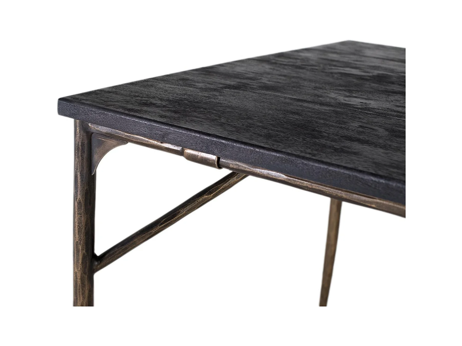 Table à manger rectangulaire bois massif et pieds métal bronze