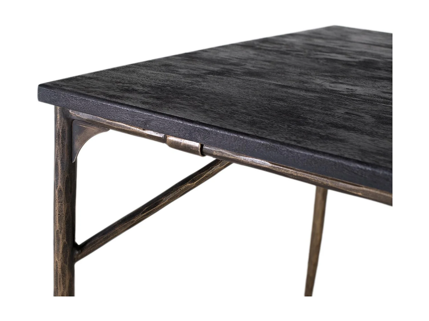 Table à manger rectangulaire bois massif et pieds métal bronze