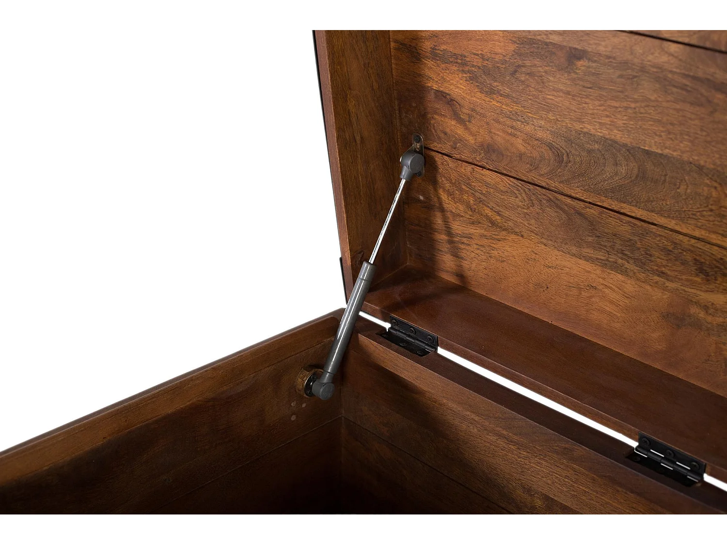 Baule in legno di mango con finiture in ferro nero in stile vintage