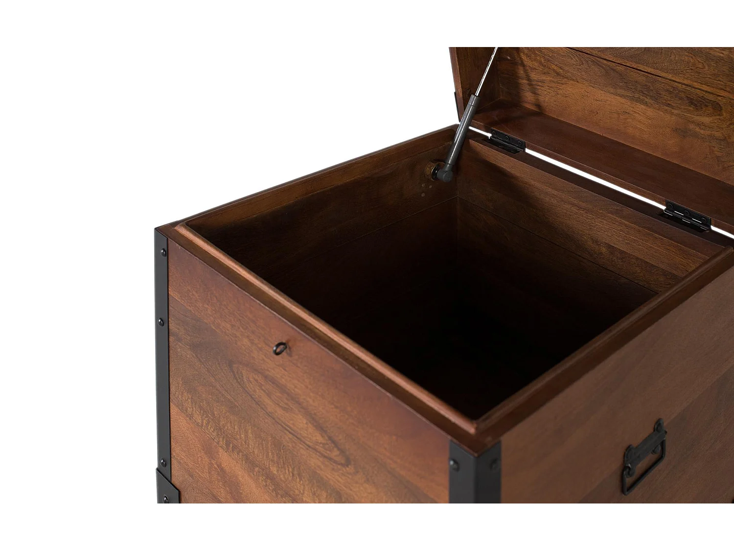 Baule in legno di mango con finiture in ferro nero in stile vintage