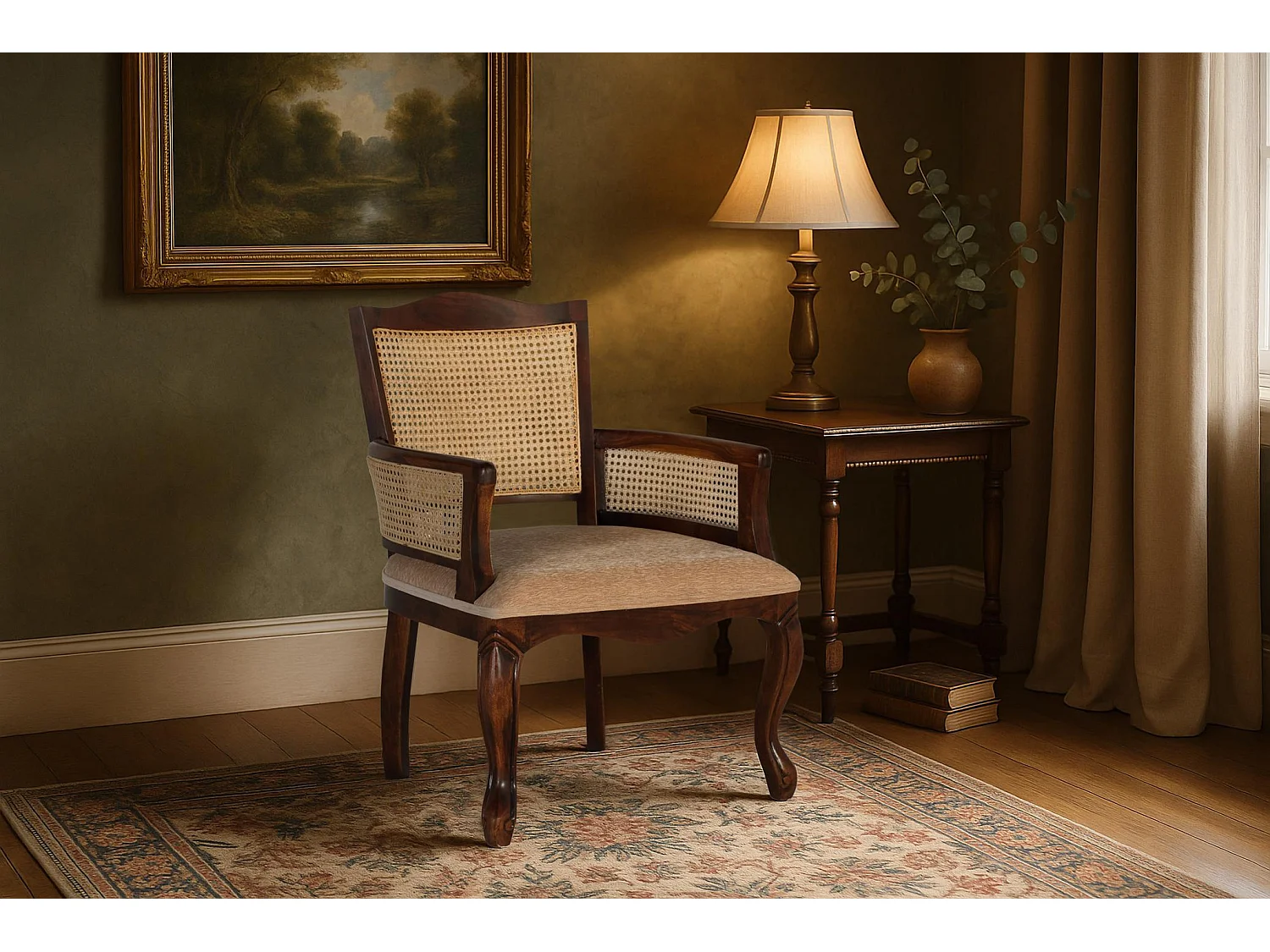 Fauteuil classique en bois d'acacia