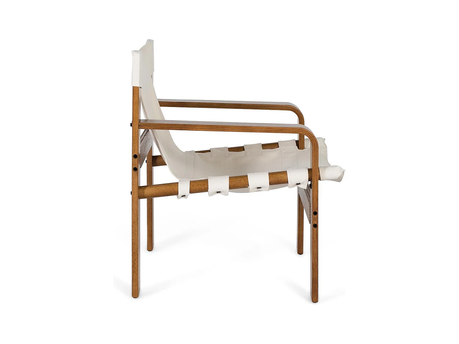 Fauteuil contemporain en bois de caoutchouc avec tissu beige