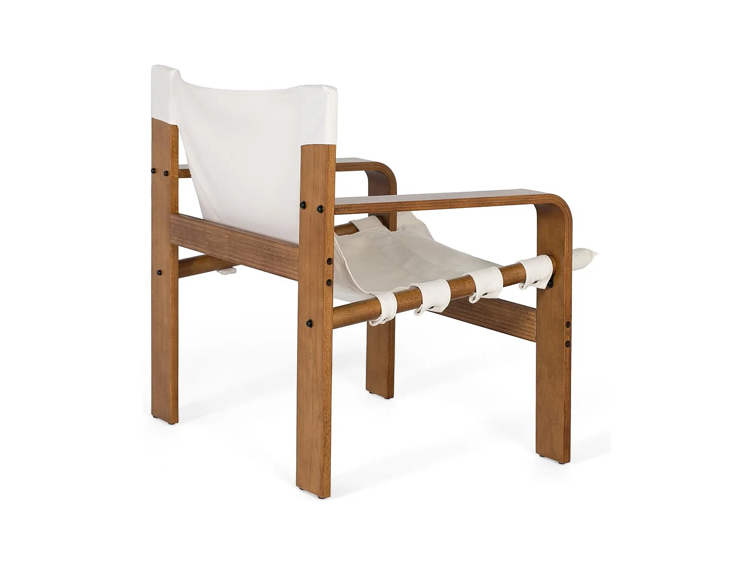 Fauteuil contemporain en bois de caoutchouc avec tissu beige