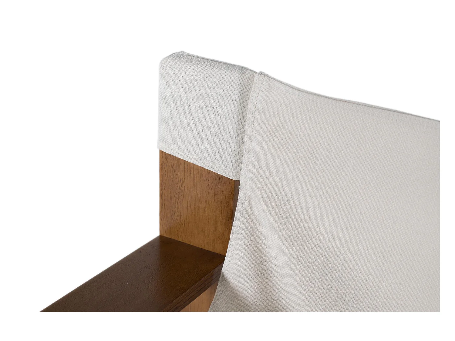 Fauteuil contemporain en bois de caoutchouc avec tissu beige