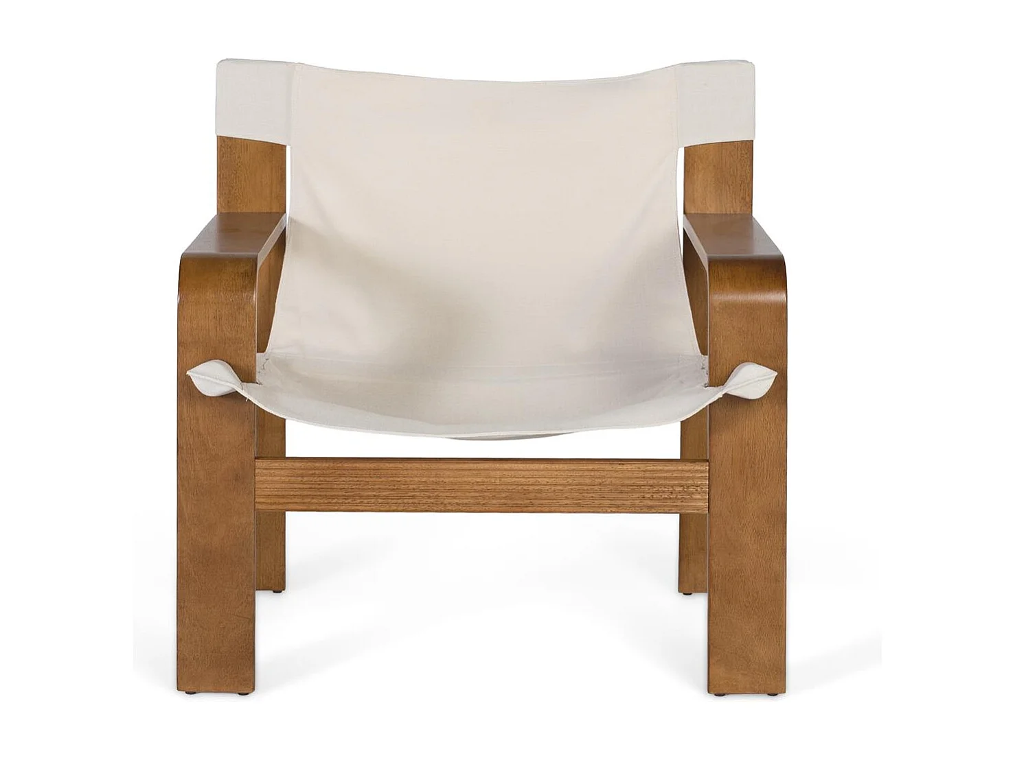 Fauteuil contemporain en bois de caoutchouc avec tissu beige