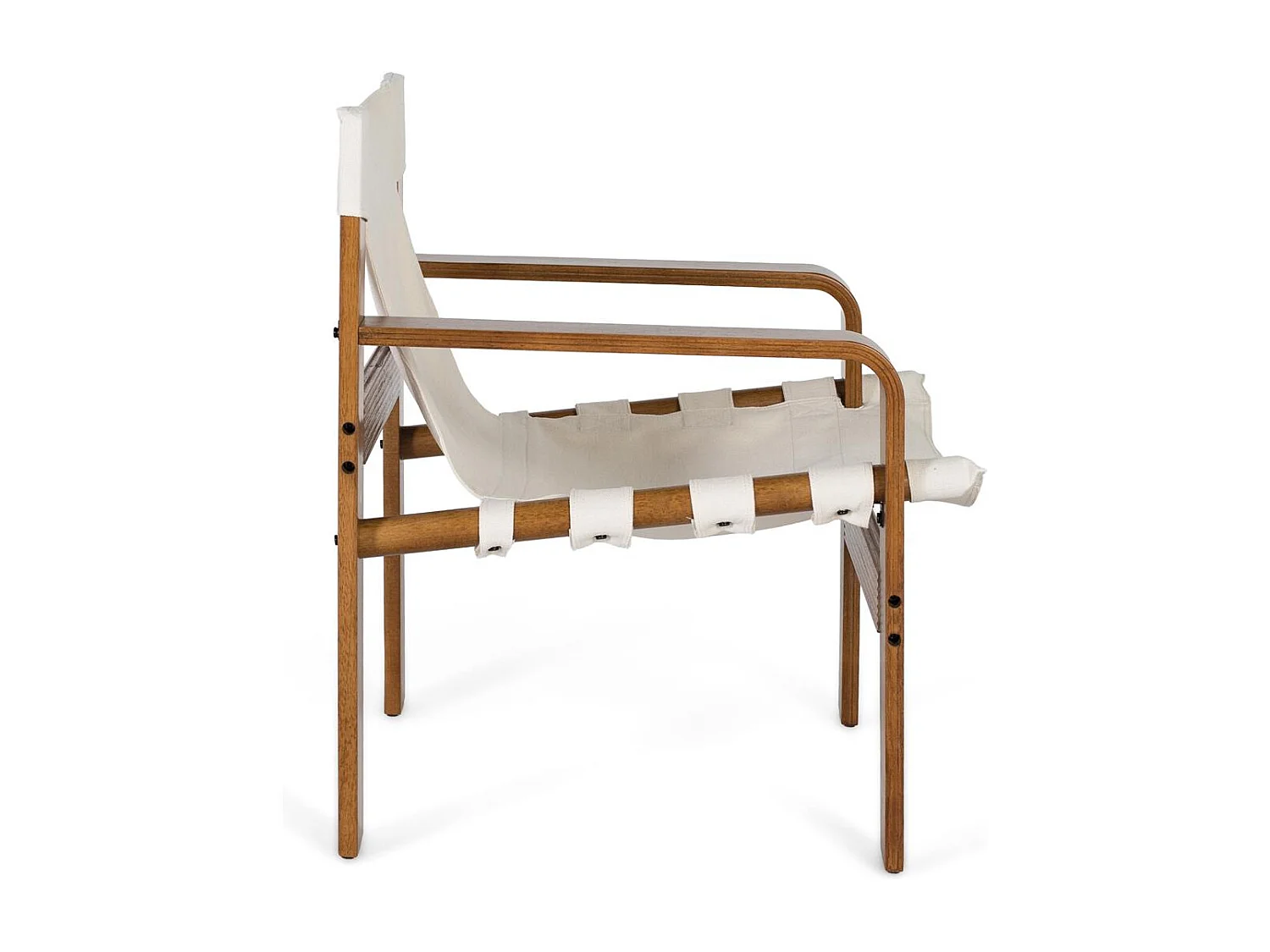 Fauteuil contemporain en bois de caoutchouc avec tissu beige