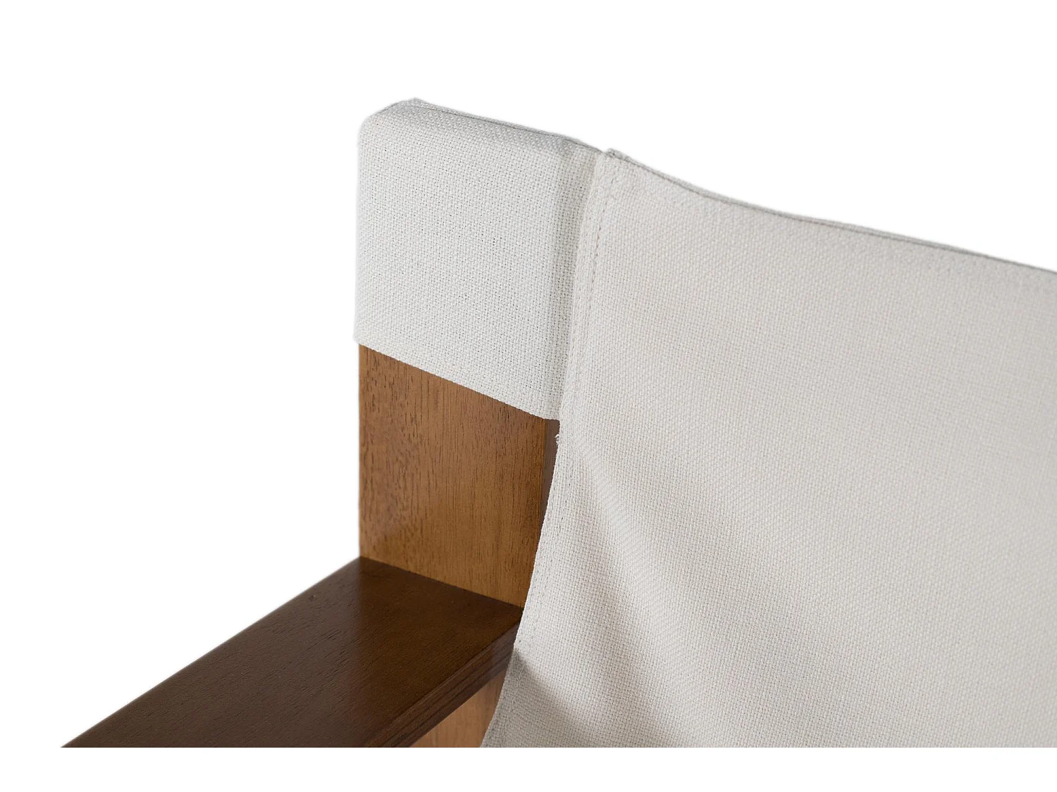 Fauteuil contemporain en bois de caoutchouc avec tissu beige