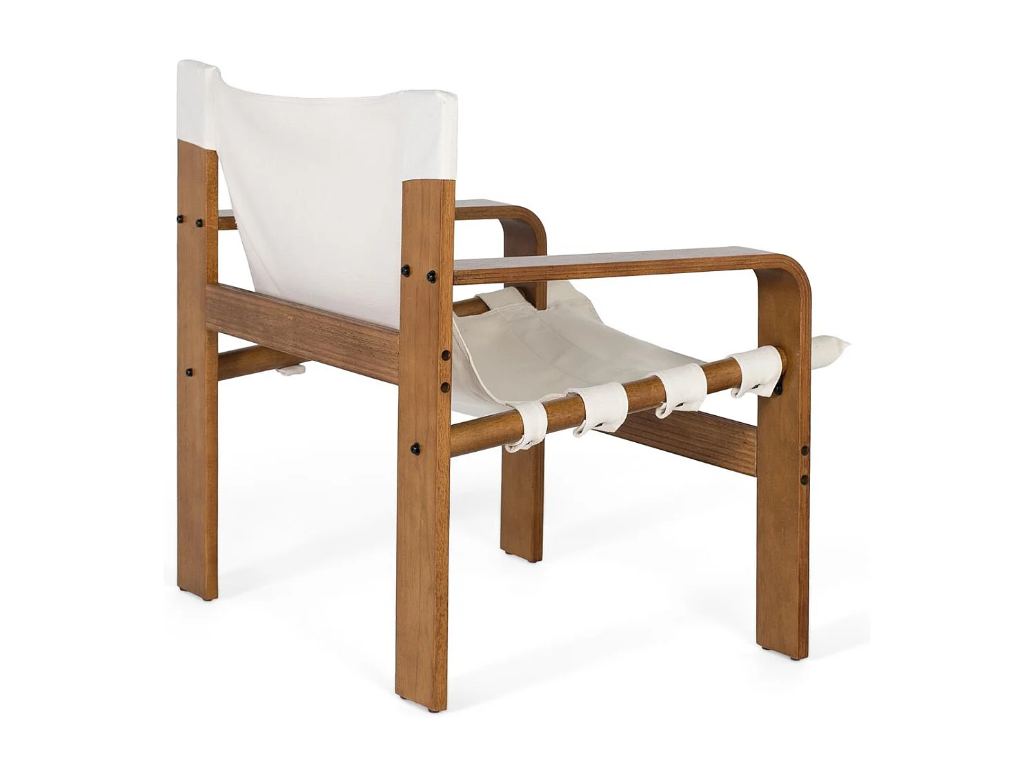 Fauteuil contemporain en bois de caoutchouc avec tissu beige