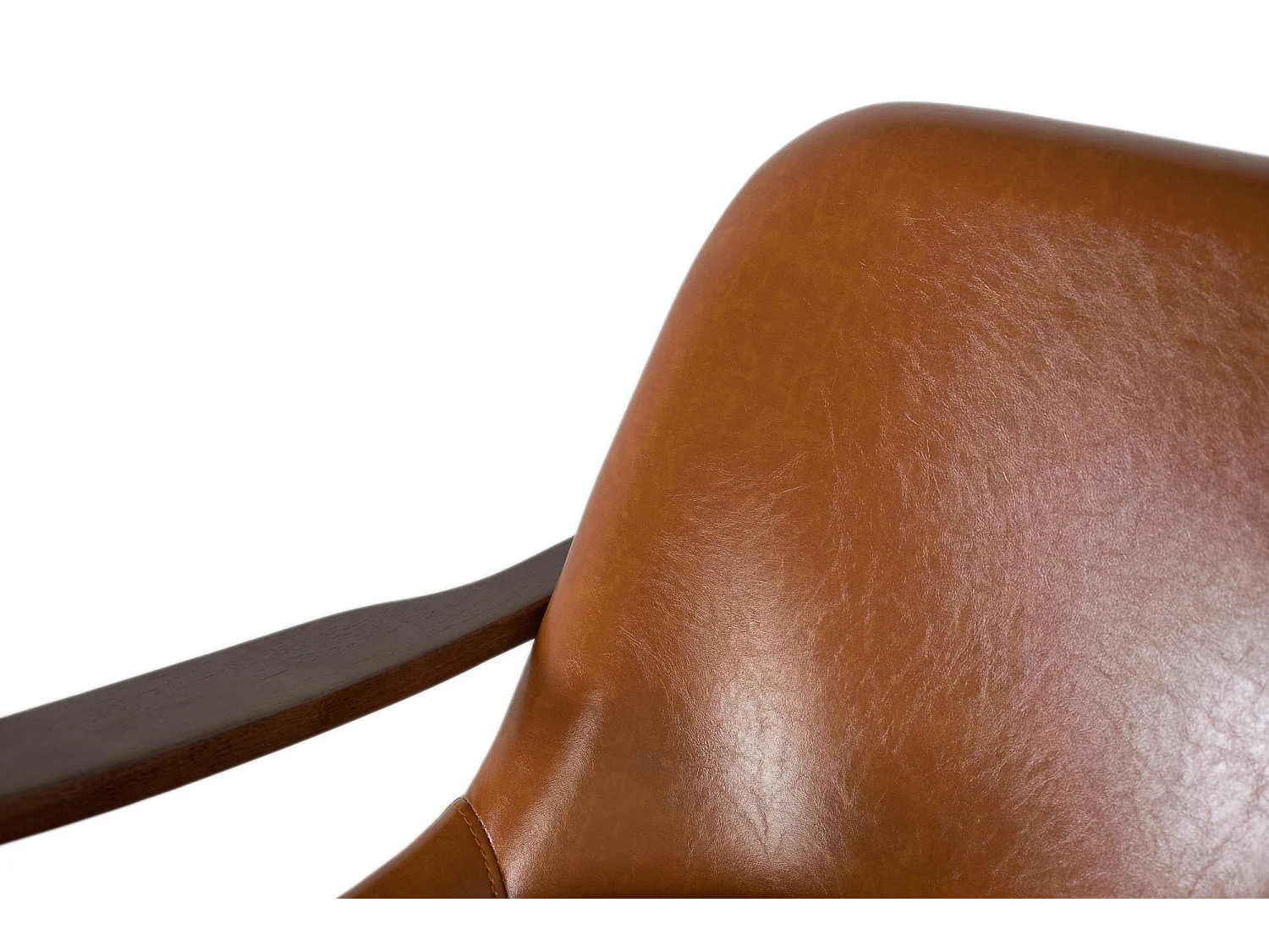 Fauteuil moderne en bois et P.U. brun avec détails dorés