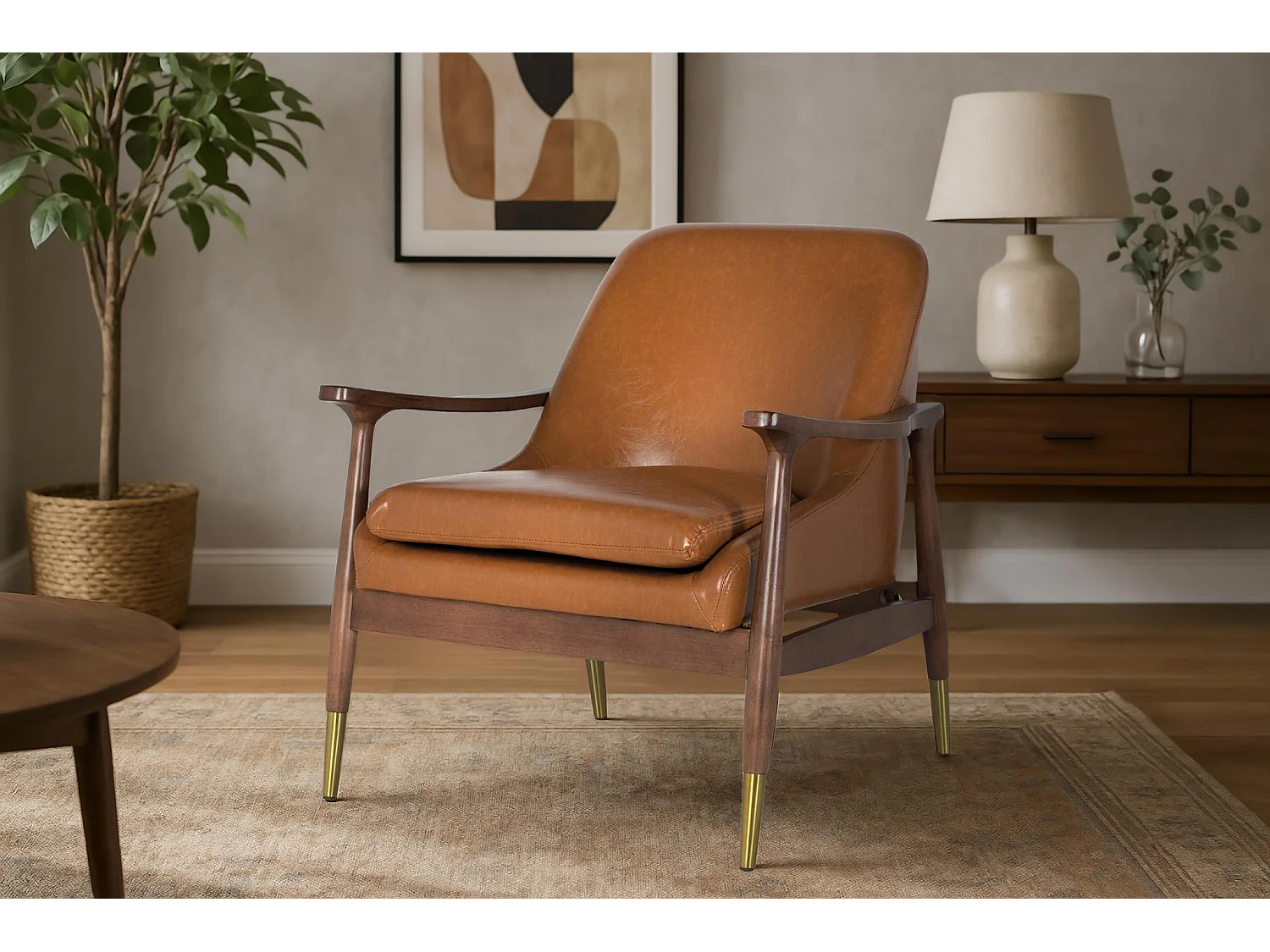 Fotel tapicerowany skórą PU 75 cm w nowoczesnym stylu vintage - 81x75x75