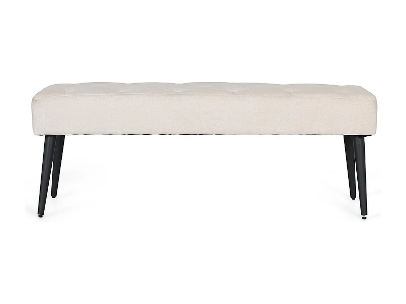 Banquette en tissu beige avec pieds en fer noir