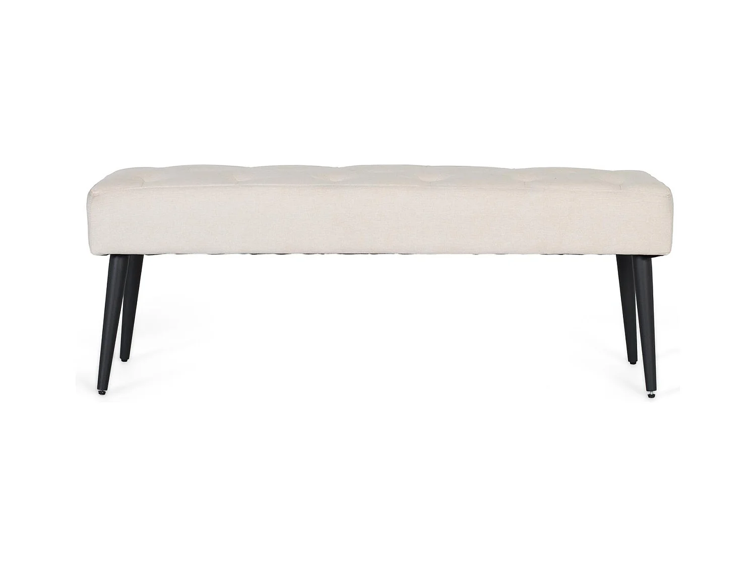 Banquette en tissu beige avec pieds en fer noir