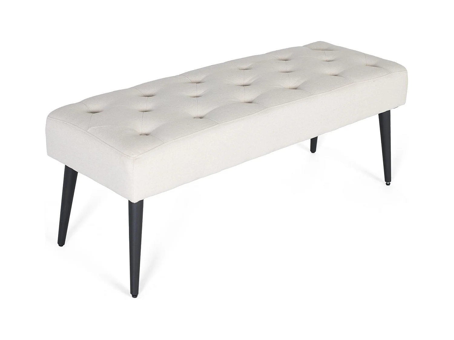 Banquette en tissu beige avec pieds en fer noir