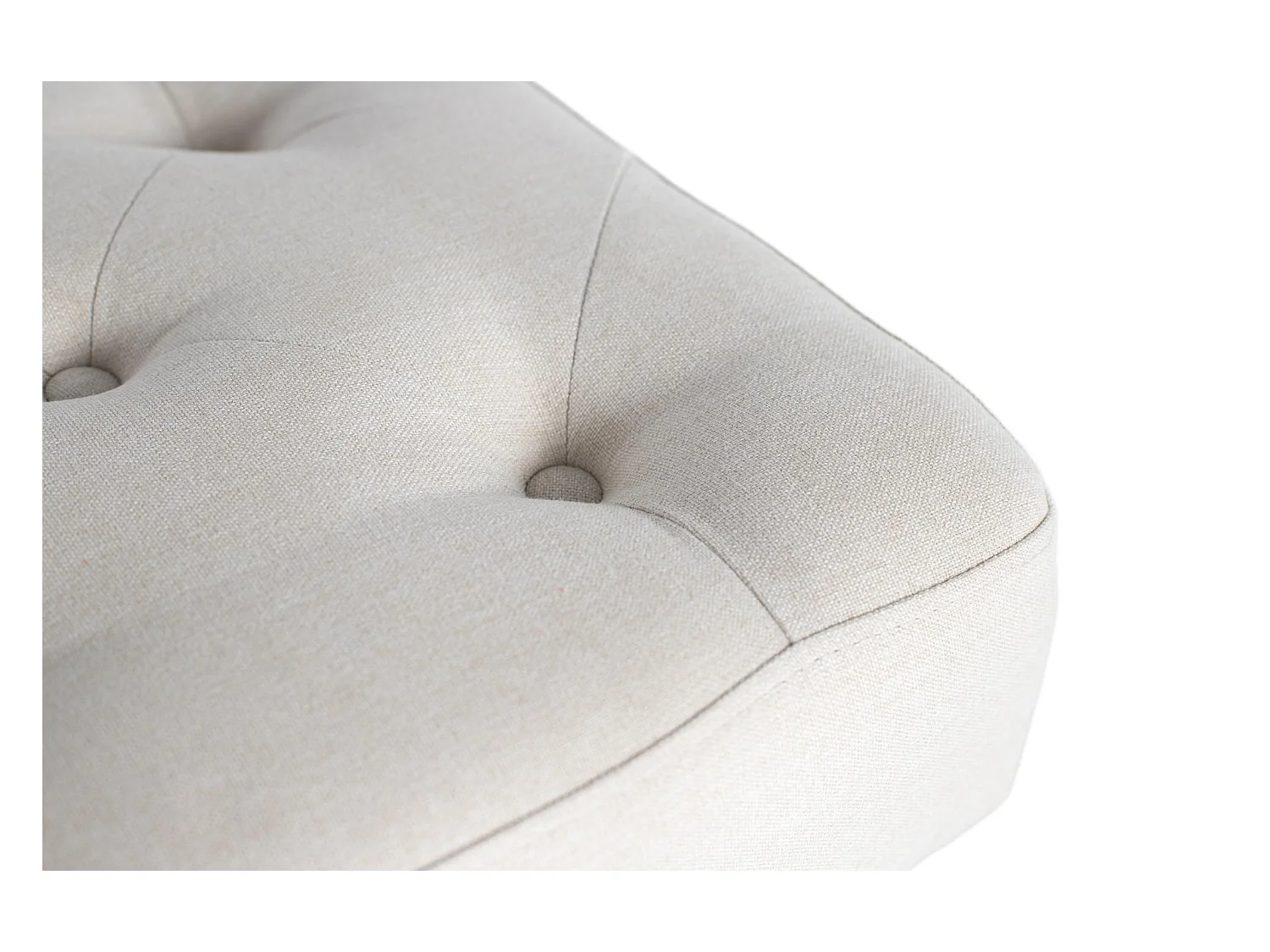 Banquette en tissu beige avec pieds en fer noir