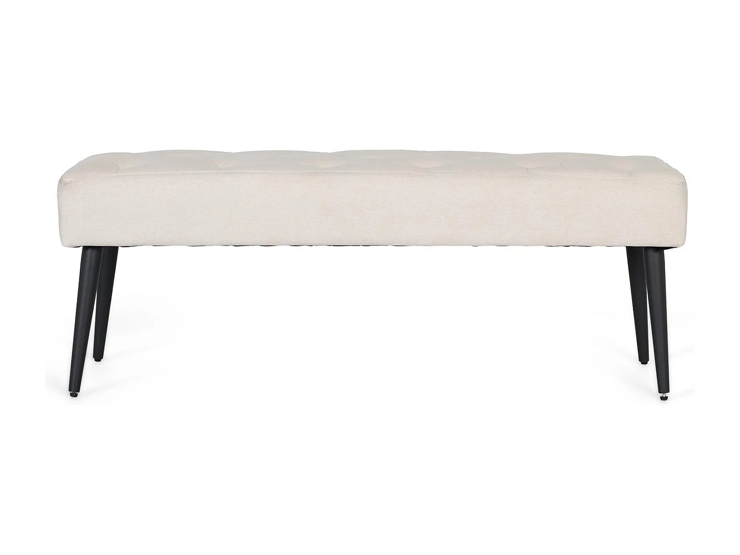 Banquette en tissu beige avec pieds en fer noir