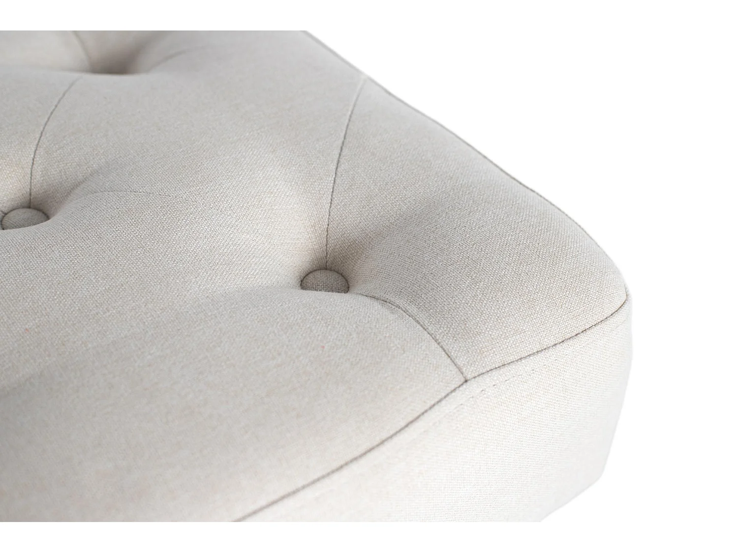 Banquette en tissu beige avec pieds en fer noir