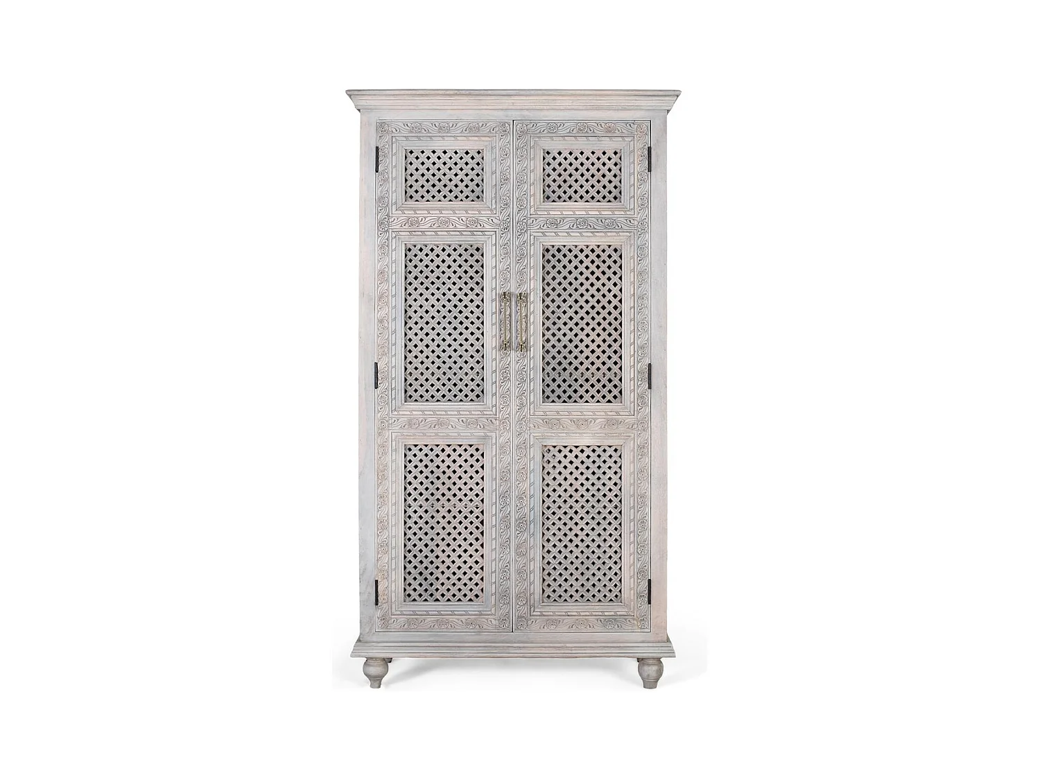 Szafa 2-drzwiowa z litego drewna mango z postarzanym wykończeniem