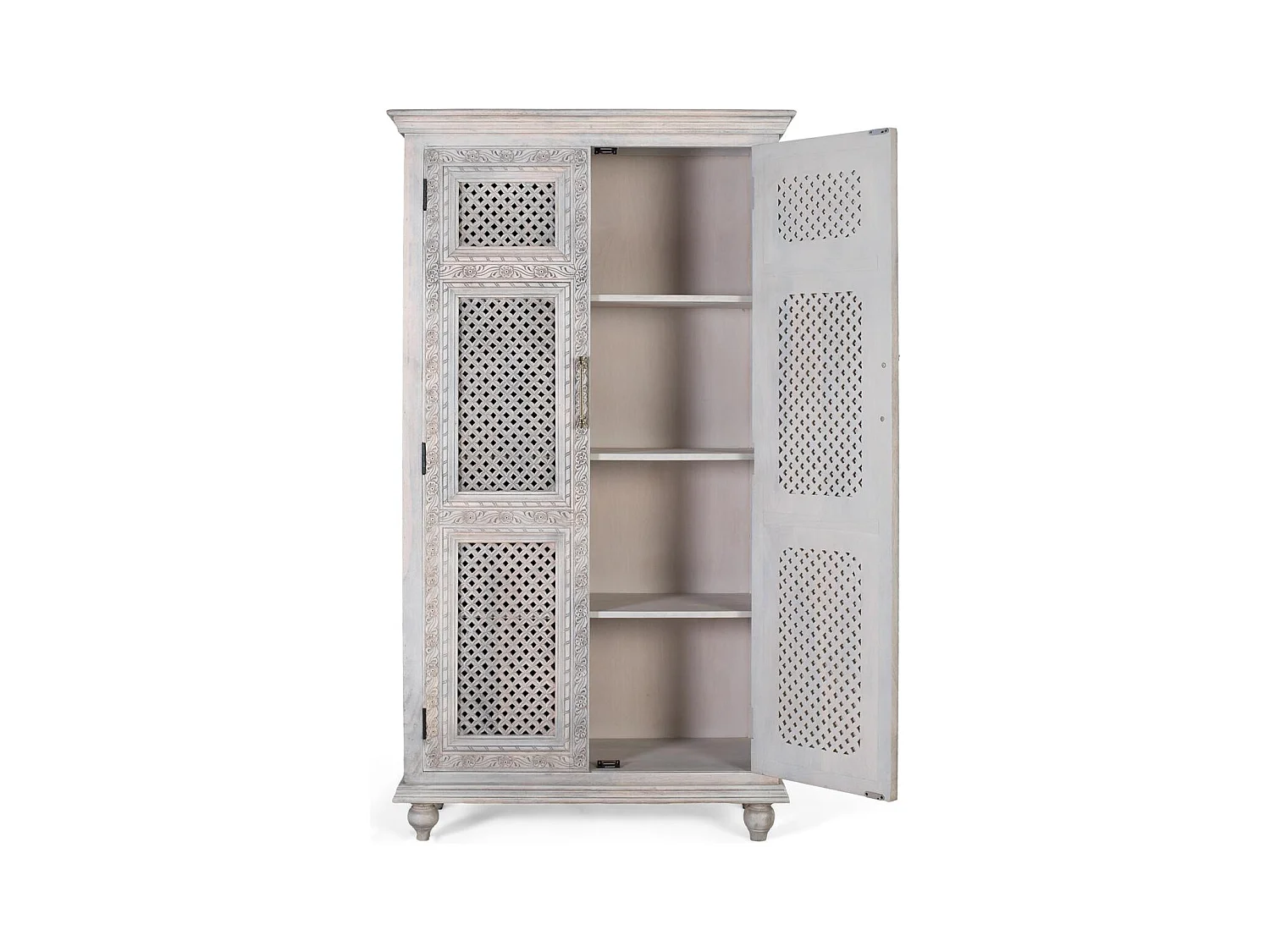 Szafa 2-drzwiowa z litego drewna mango z postarzanym wykończeniem