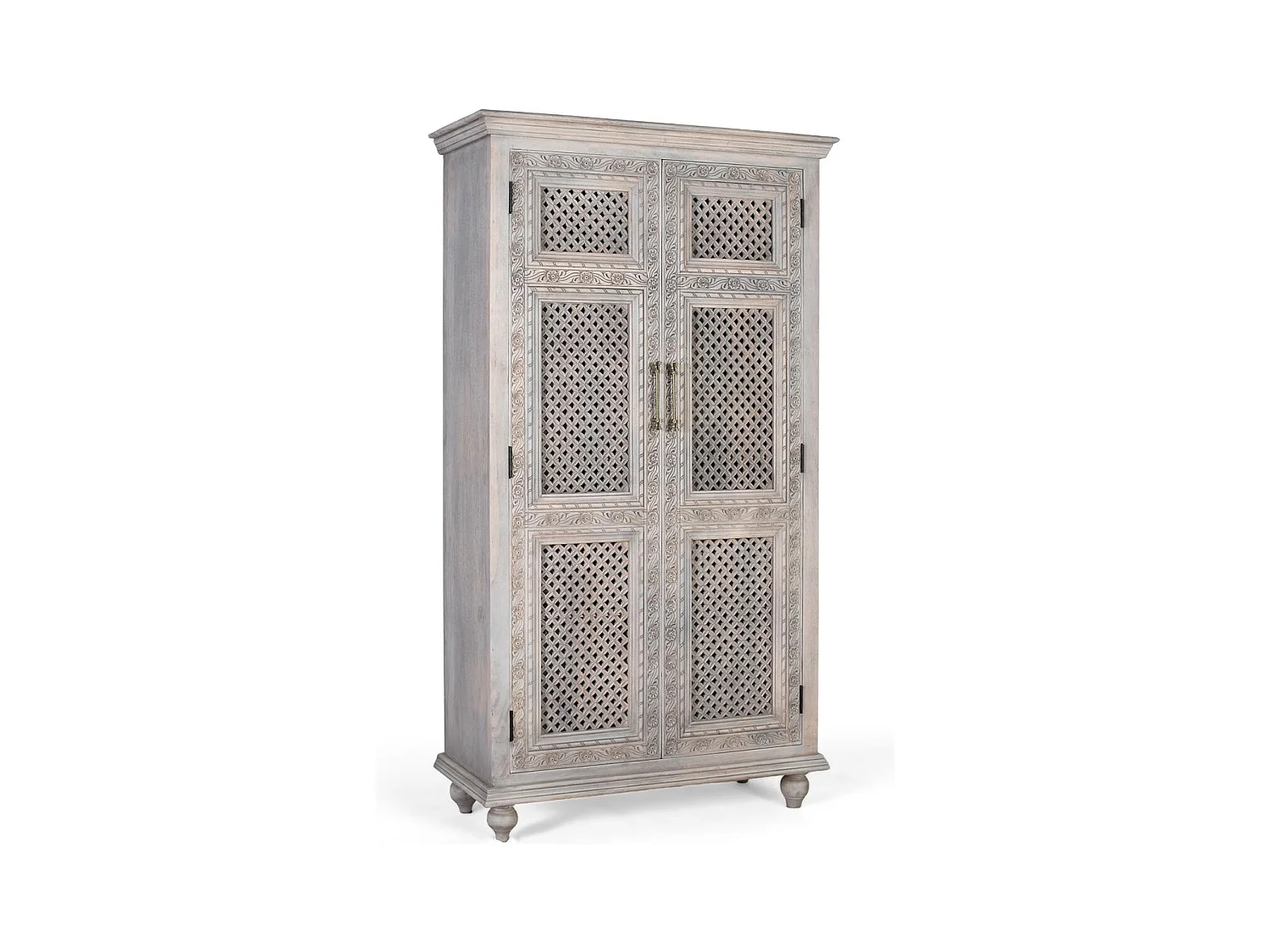 Szafa 2-drzwiowa z litego drewna mango z postarzanym wykończeniem